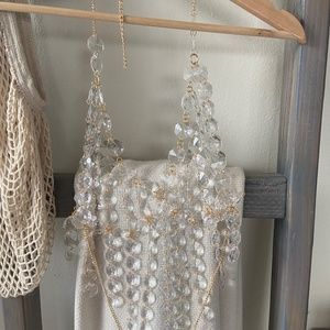 Clear jewel and gold chain top